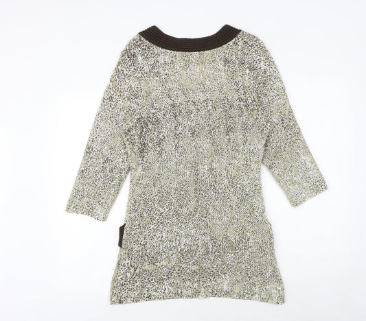 Just Elegance Womens Brown Round Neck Acrylic Pullover Jumper Size M