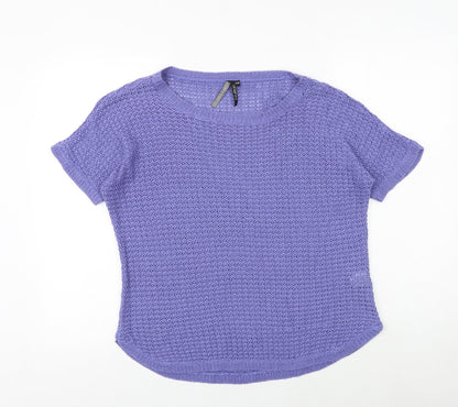 INTUITION Womens Purple Round Neck Acrylic Pullover Jumper Size 16