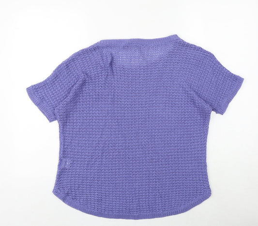 INTUITION Womens Purple Round Neck Acrylic Pullover Jumper Size 16