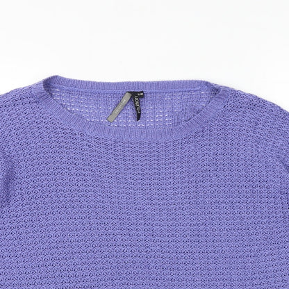 INTUITION Womens Purple Round Neck Acrylic Pullover Jumper Size 16