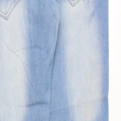 Qizhen Womens Blue Cotton Straight Jeans Size 32 in Regular Button