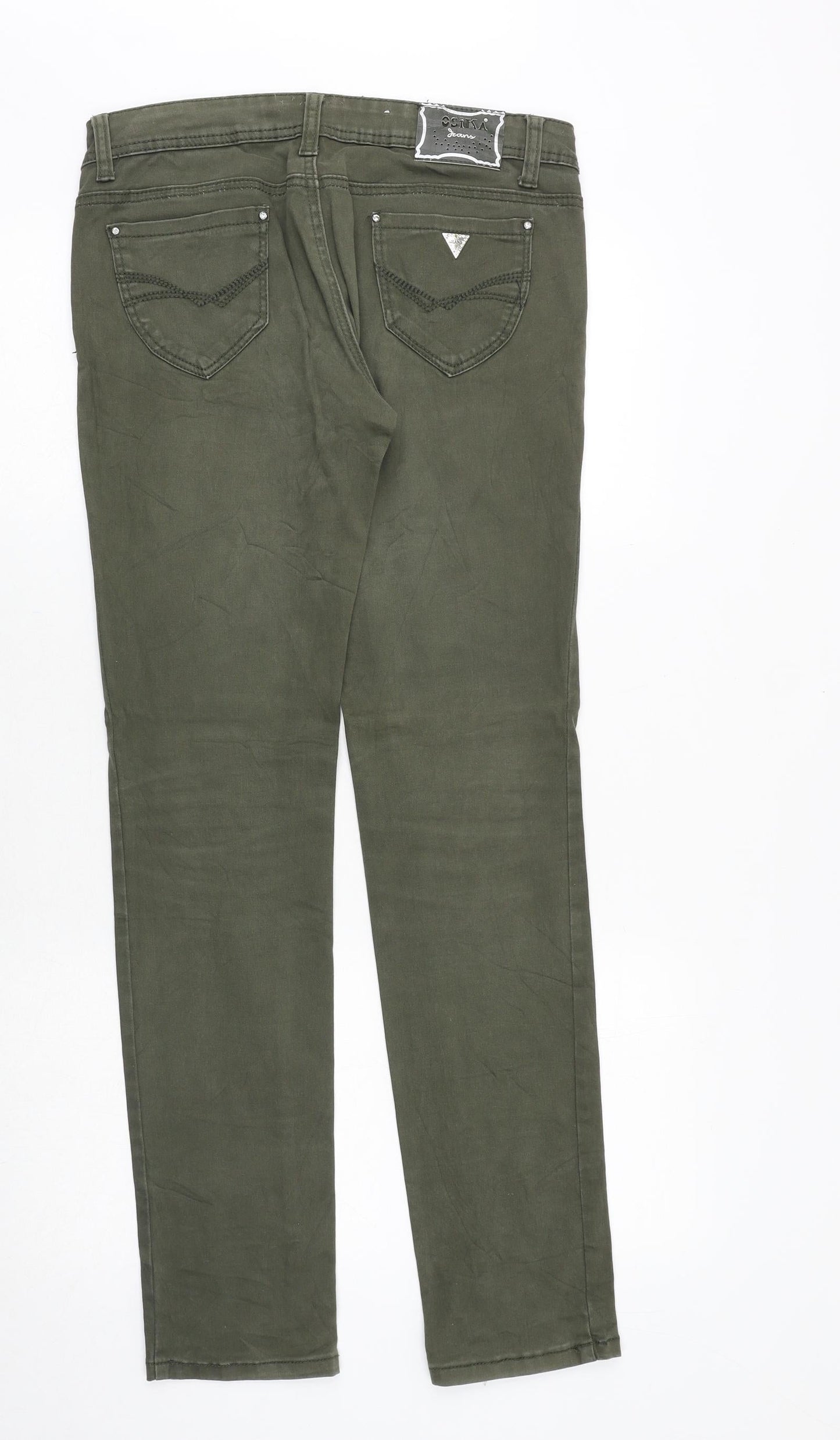 Osika Jeans Womens Green Cotton Straight Jeans Size 32 in Regular Zip