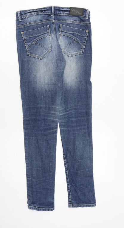 slivillim Womens Blue Cotton Skinny Jeans Size 8 Regular Zip