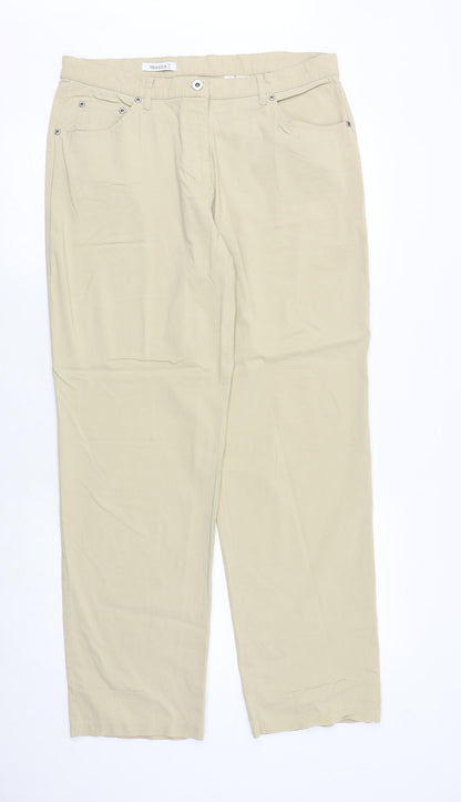 Yessica Womens Beige Polyester Trousers Size 16 Regular Zip