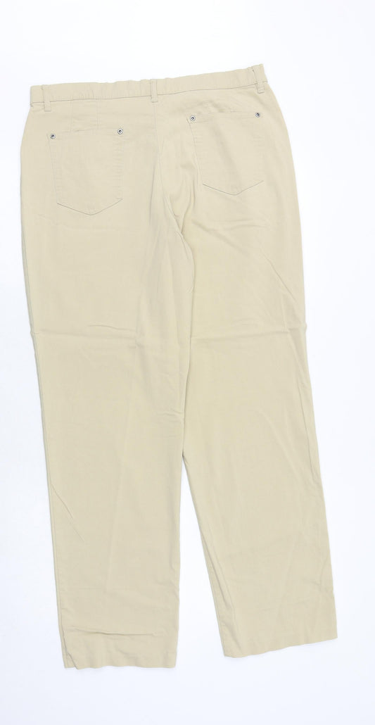 Yessica Womens Beige Polyester Trousers Size 16 Regular Zip