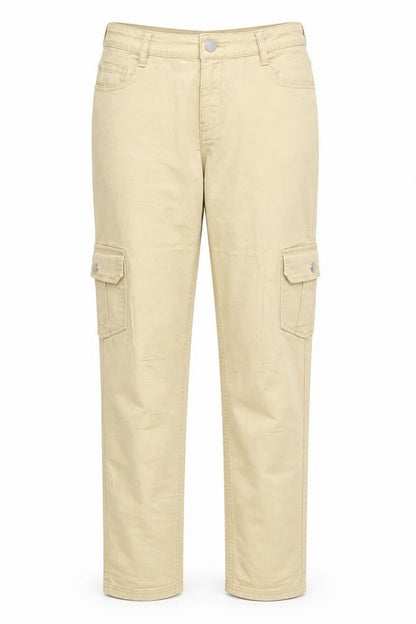 Cropp Womens Beige Polyester Cargo Trousers Size L Regular Zip