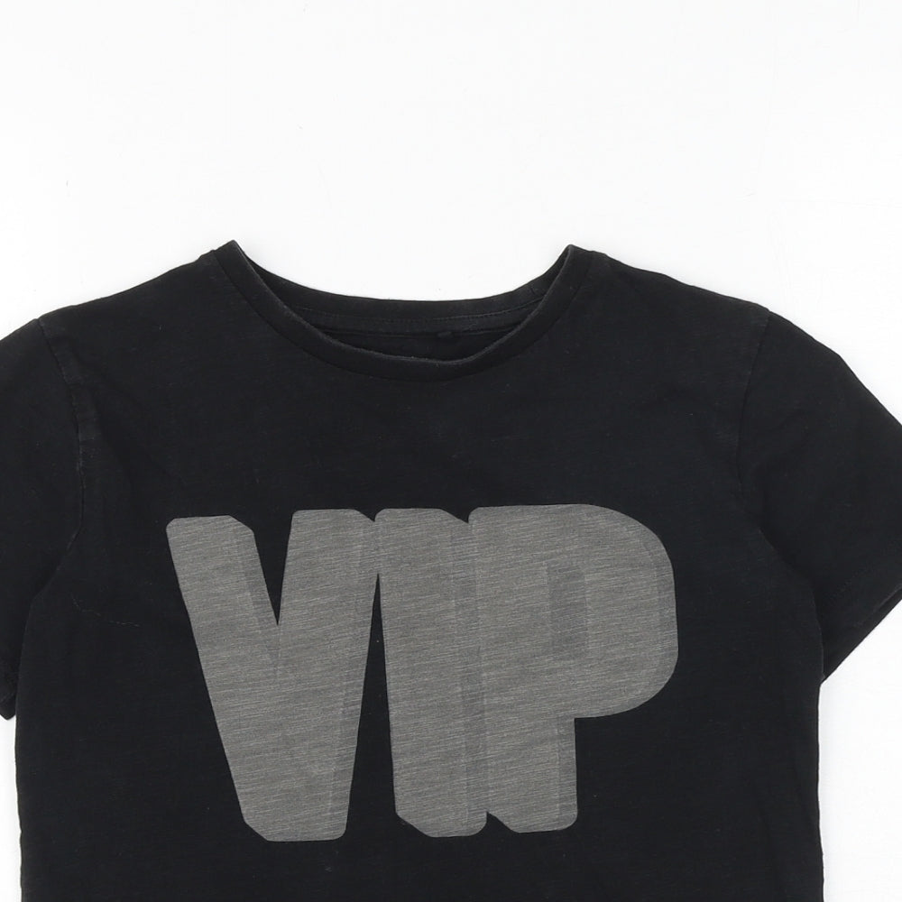 NEXT Boys Black 100% Cotton Basic T-Shirt Size 7 Years Round Neck Pullover - VIP