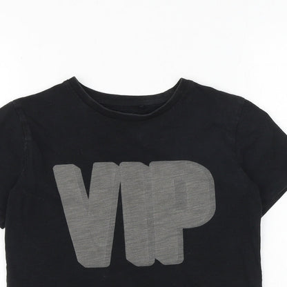 NEXT Boys Black 100% Cotton Basic T-Shirt Size 7 Years Round Neck Pullover - VIP