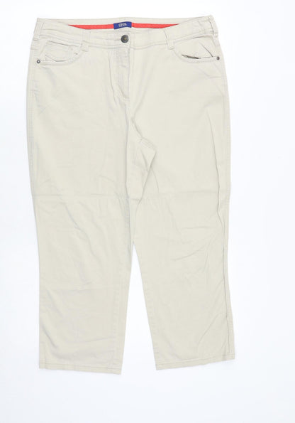Womens UK Size 34 in Cecil Regular Fit Cropped Beige Trousers