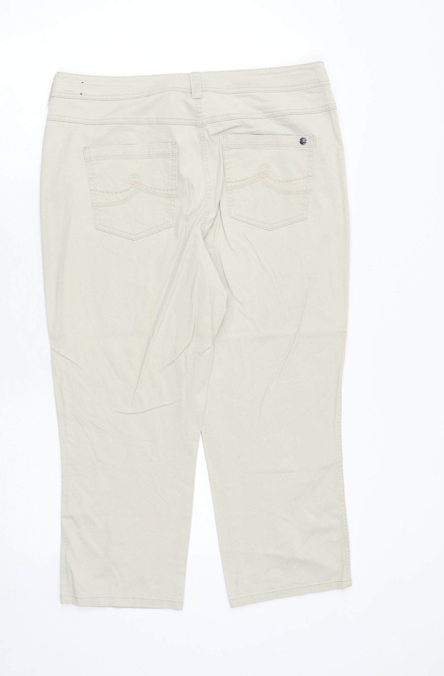 Womens UK Size 34 in Cecil Regular Fit Cropped Beige Trousers