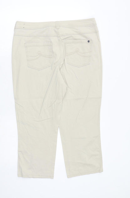 Womens UK Size 34 in Cecil Regular Fit Cropped Beige Trousers