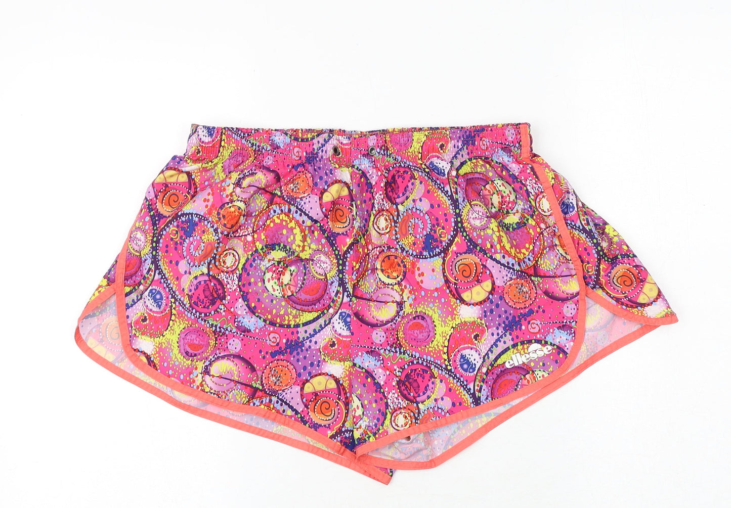 ellesse Womens Pink Geometric Polyester Sweat Shorts Size 12 Regular Pull On