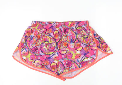 ellesse Womens Pink Geometric Polyester Sweat Shorts Size 12 Regular Pull On