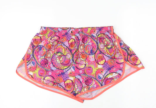 ellesse Womens Pink Geometric Polyester Sweat Shorts Size 12 Regular Pull On