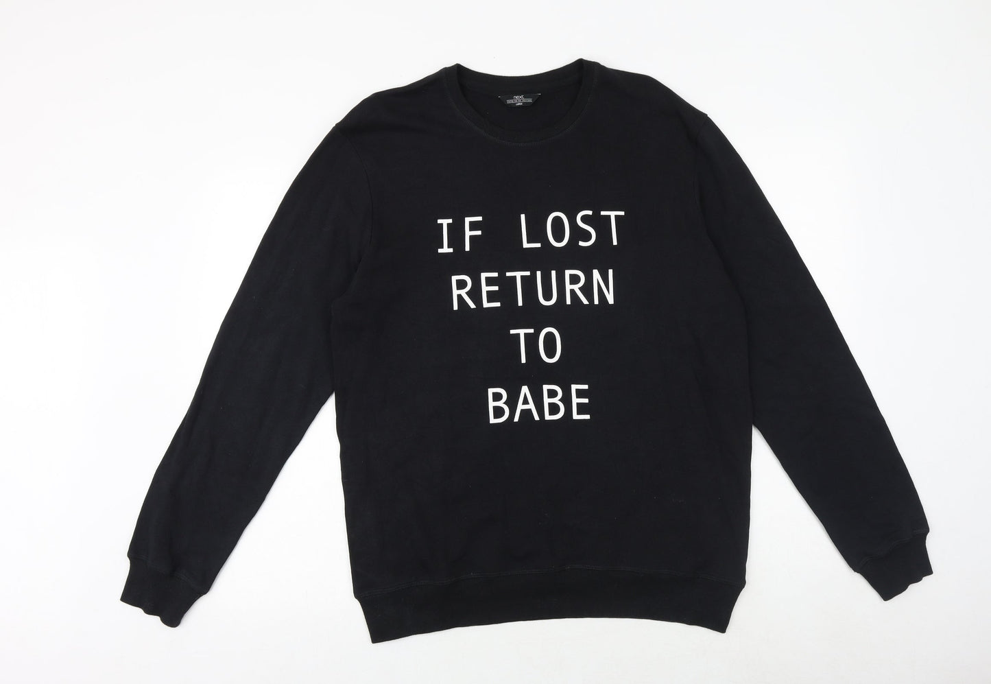Mens UK Size L NEXT Black Pullover Sweatshirt