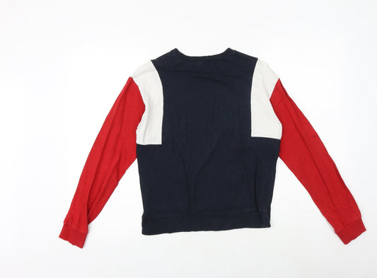 H&M Womens Blue Colourblock 100% Cotton Pullover Sweatshirt Size XS Pullover