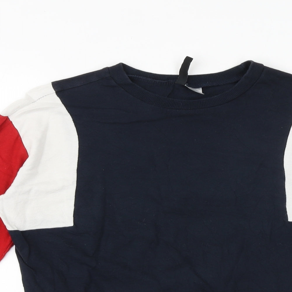 H&M Womens Blue Colourblock 100% Cotton Pullover Sweatshirt Size XS Pullover