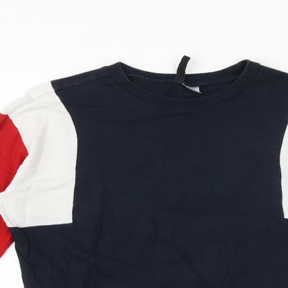 H&M Womens Blue Colourblock 100% Cotton Pullover Sweatshirt Size XS Pullover