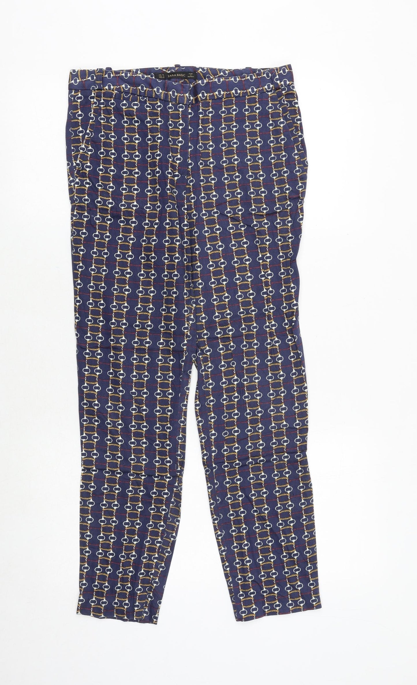 Womens UK Size 8 Zara Regular Fit Chino Blue Trousers