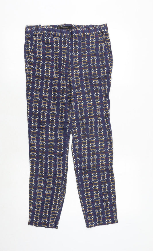 Womens UK Size 8 Zara Regular Fit Chino Blue Trousers