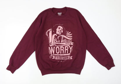 Mens UK Size S Gildan Red Pullover Sweatshirt