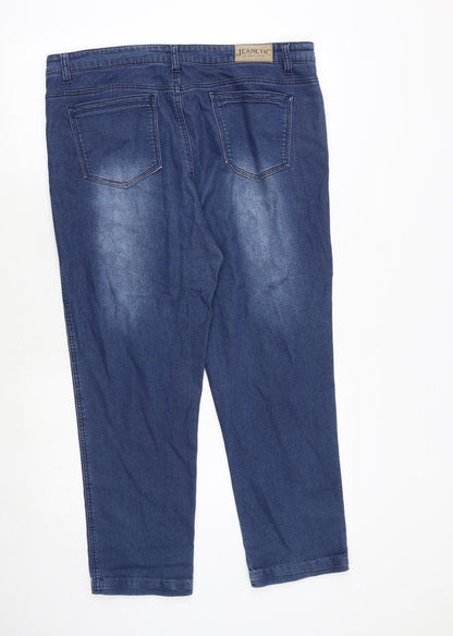 Jeanetic Womens Blue Cotton Straight Jeans Size 38 in Regular Zip