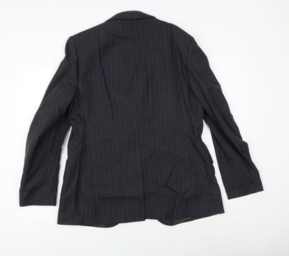 Sackville Mens Blue Striped Polyester Jacket Suit Jacket Size 40 Regular
