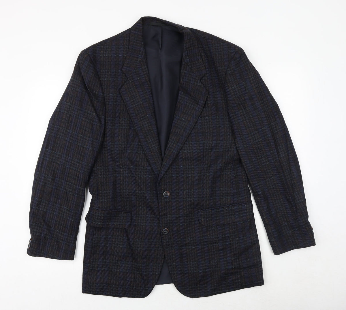 Kaleva Classic Mens Blue Plaid Polyester Jacket Suit Jacket Size 40 Regular