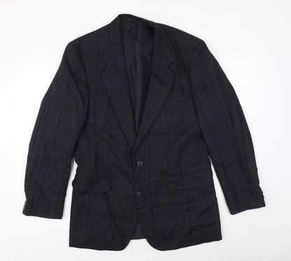 Kaleva Classic Mens Blue Plaid Polyester Jacket Suit Jacket Size 40 Regular