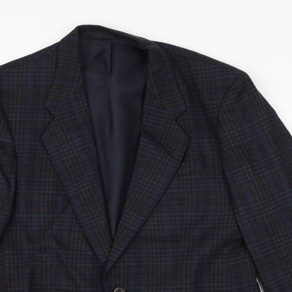 Kaleva Classic Mens Blue Plaid Polyester Jacket Suit Jacket Size 40 Regular
