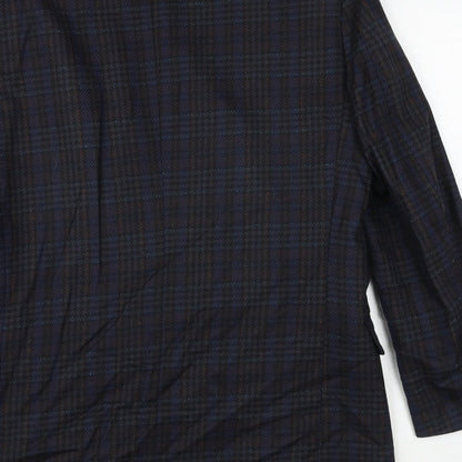 Kaleva Classic Mens Blue Plaid Polyester Jacket Suit Jacket Size 40 Regular