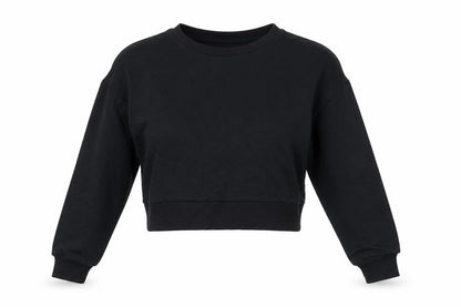 Front view of ASOS women’s black cotton pullover sweatshirt, size UK 10, pullover