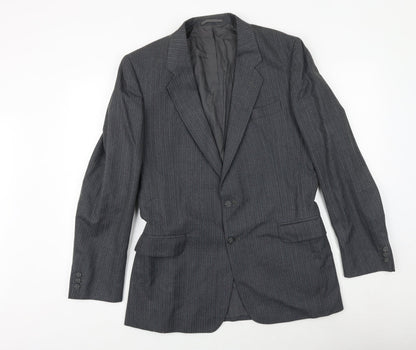 Hepworths Mens Grey Striped Wool Jacket Suit Jacket Size 40 Regular
