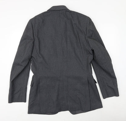 Hepworths Mens Grey Striped Wool Jacket Suit Jacket Size 40 Regular