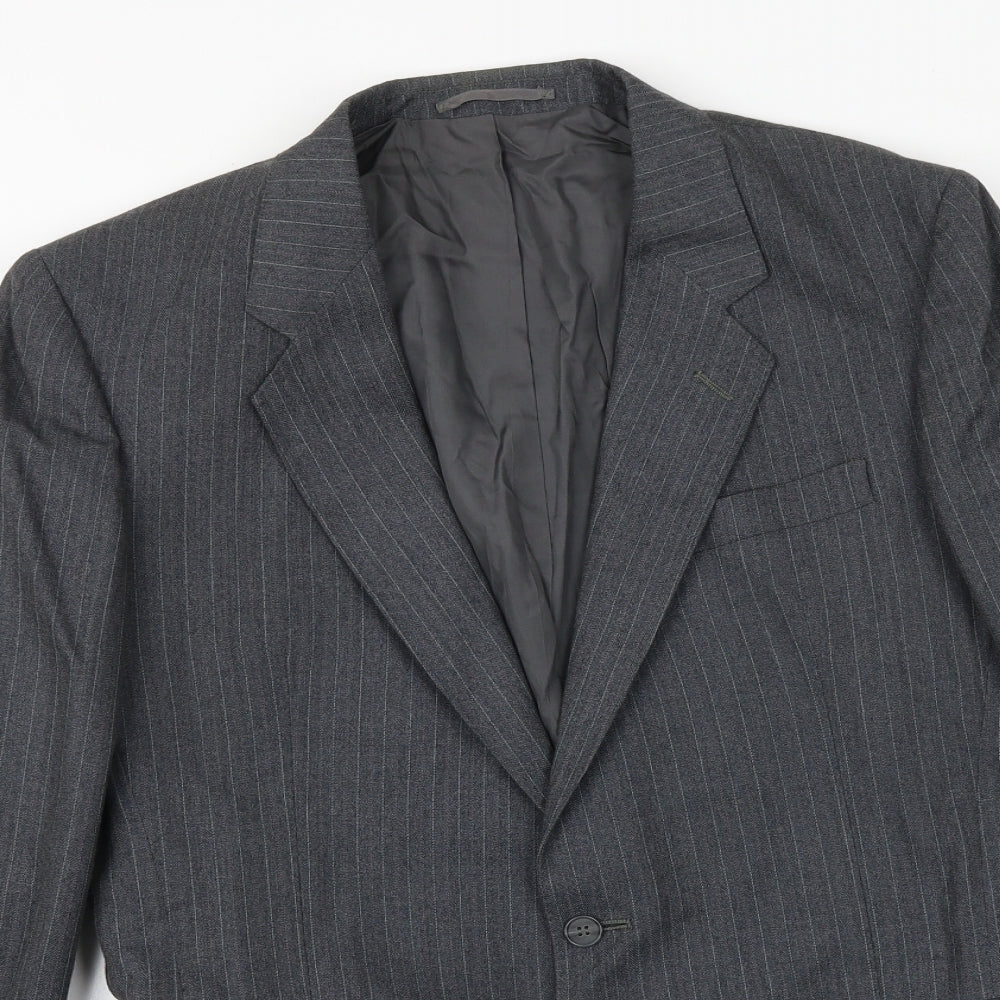 Hepworths Mens Grey Striped Wool Jacket Suit Jacket Size 40 Regular