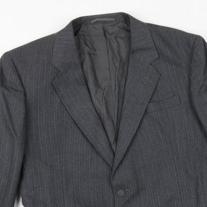 Hepworths Mens Grey Striped Wool Jacket Suit Jacket Size 40 Regular
