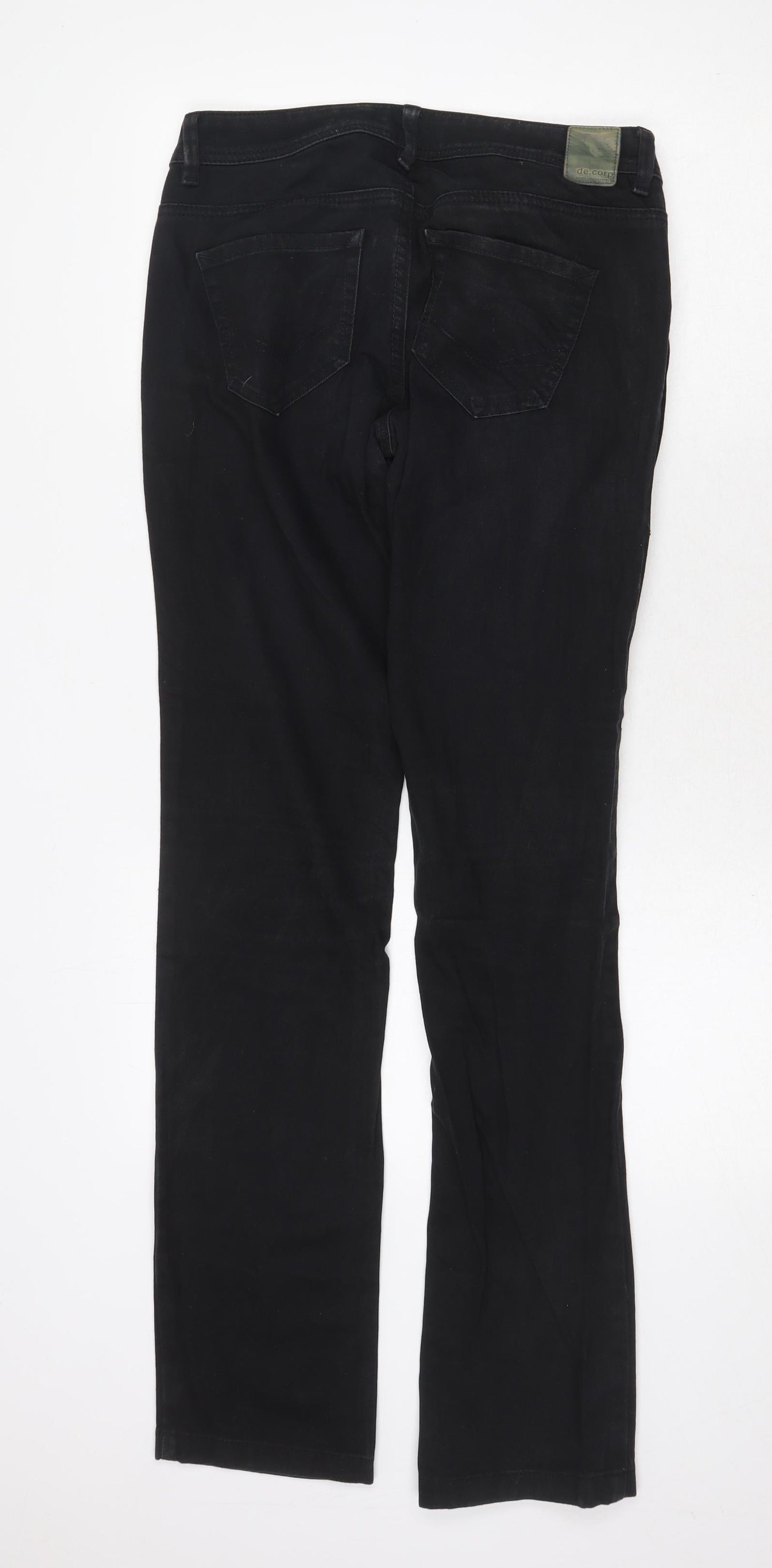 De. Corp Womens Black Cotton Straight Jeans Size 32 in Regular Zip
