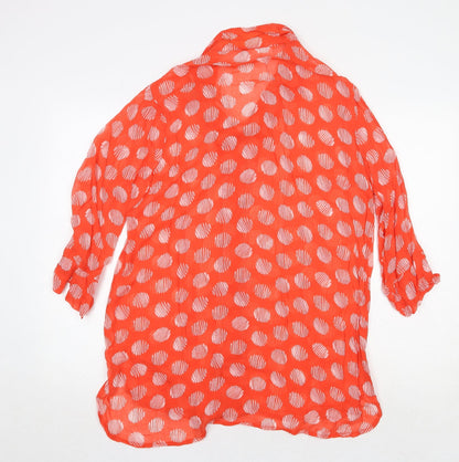 Womens UK Size S Capri Orange Basic Button-Up