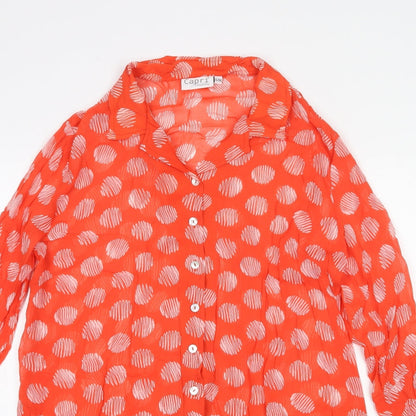 Womens UK Size S Capri Orange Basic Button-Up