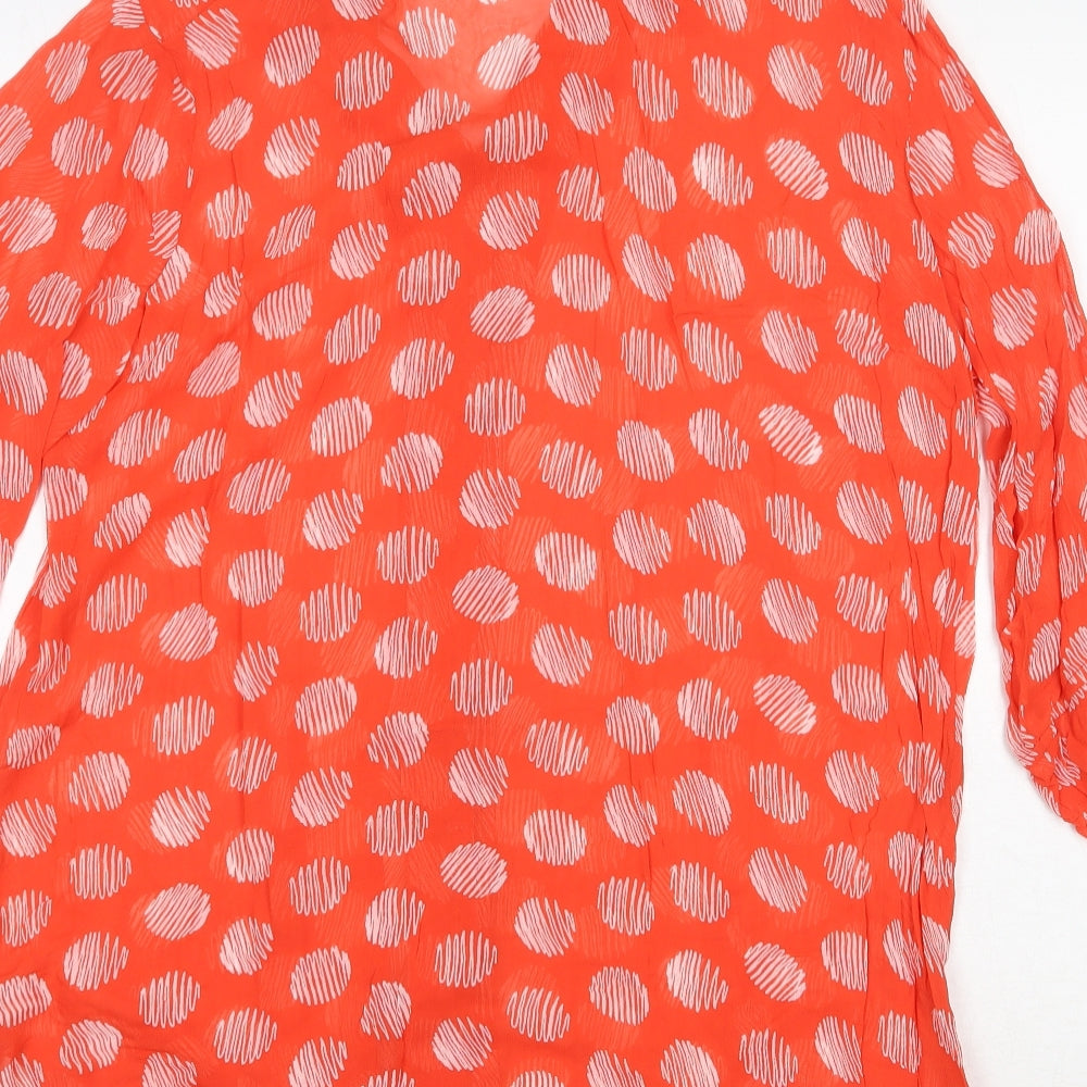 Womens UK Size S Capri Orange Basic Button-Up