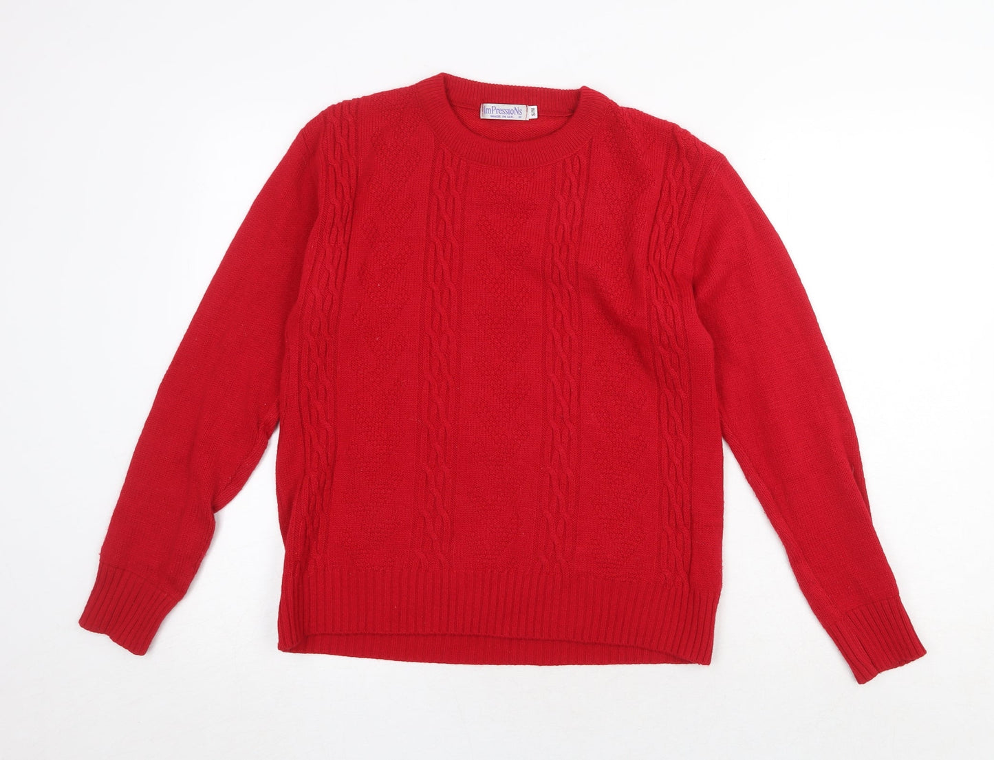 Womens UK Size S Impressions Red Pullover Jumper