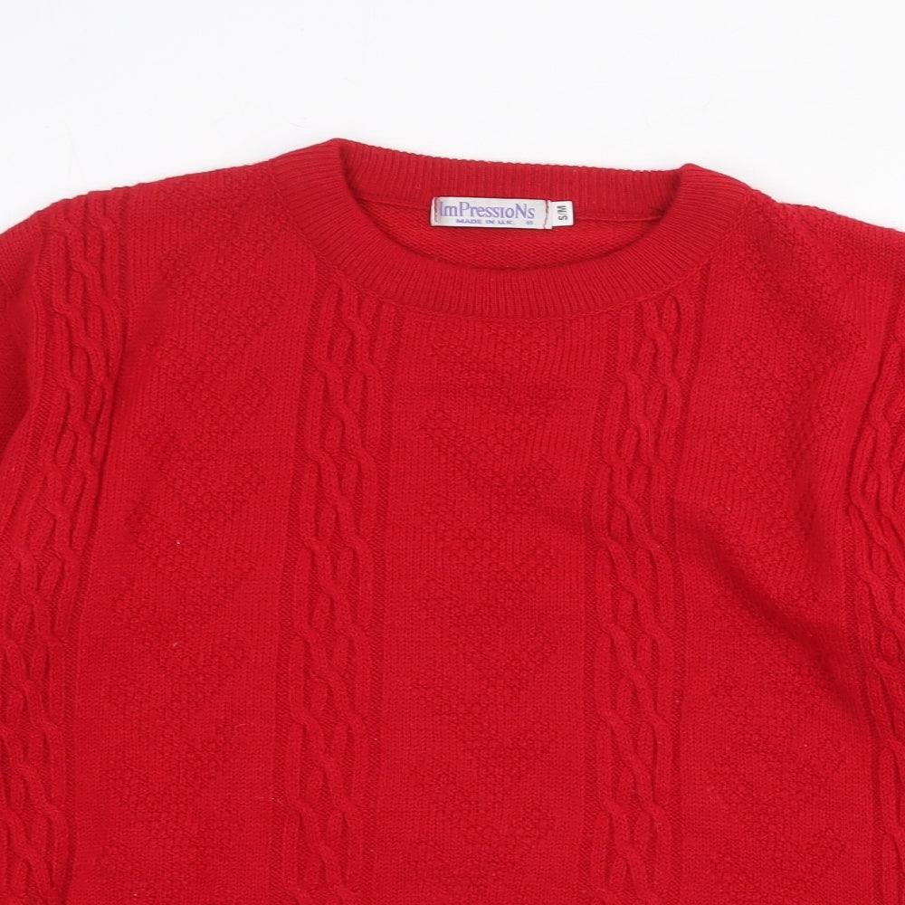 Womens UK Size S Impressions Red Pullover Jumper