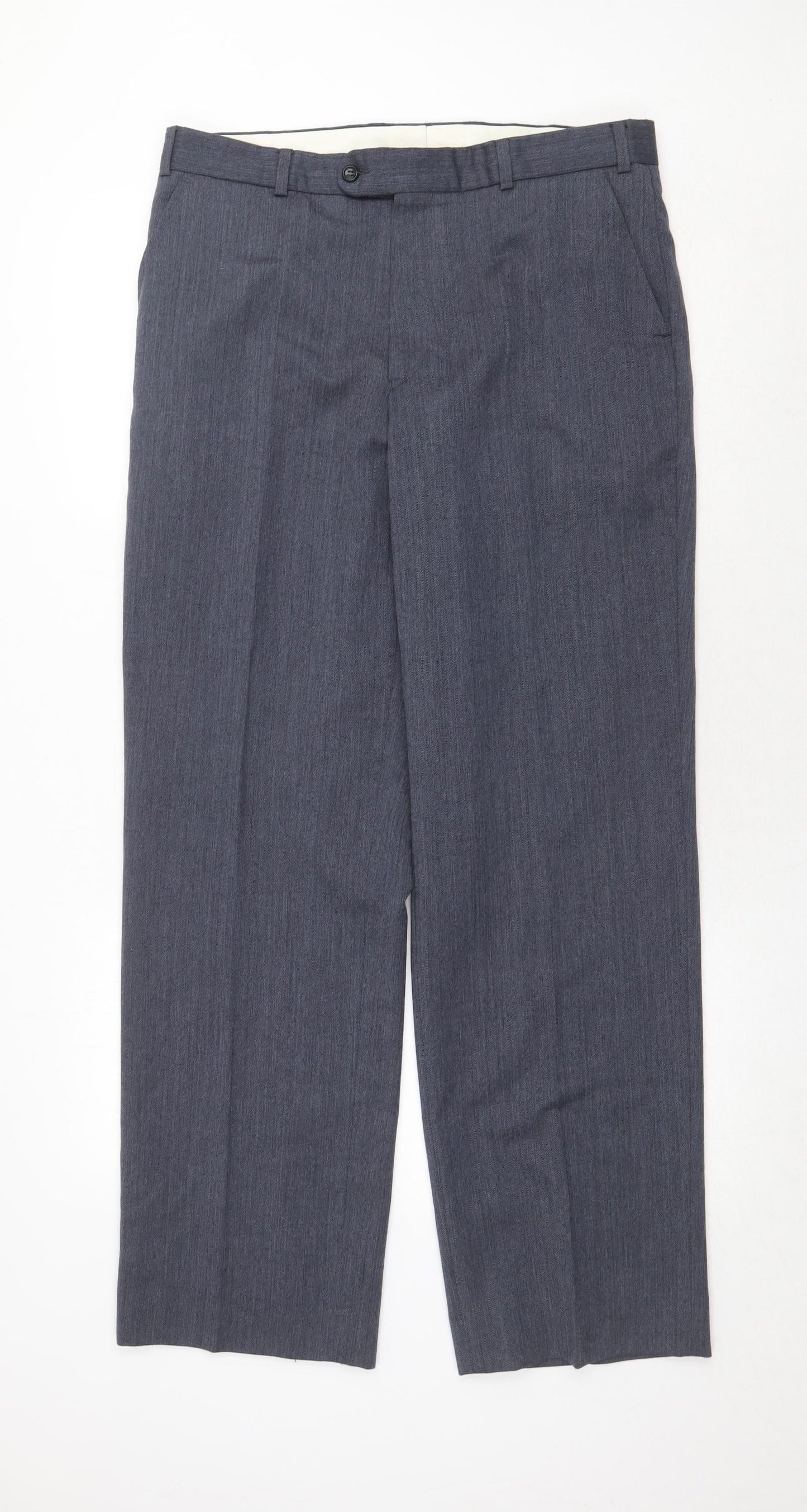 Mens UK Size 36 in Chatsworth Regular Fit Dress Pants Blue Trousers