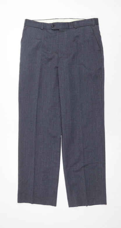 Mens UK Size 36 in Chatsworth Regular Fit Dress Pants Blue Trousers