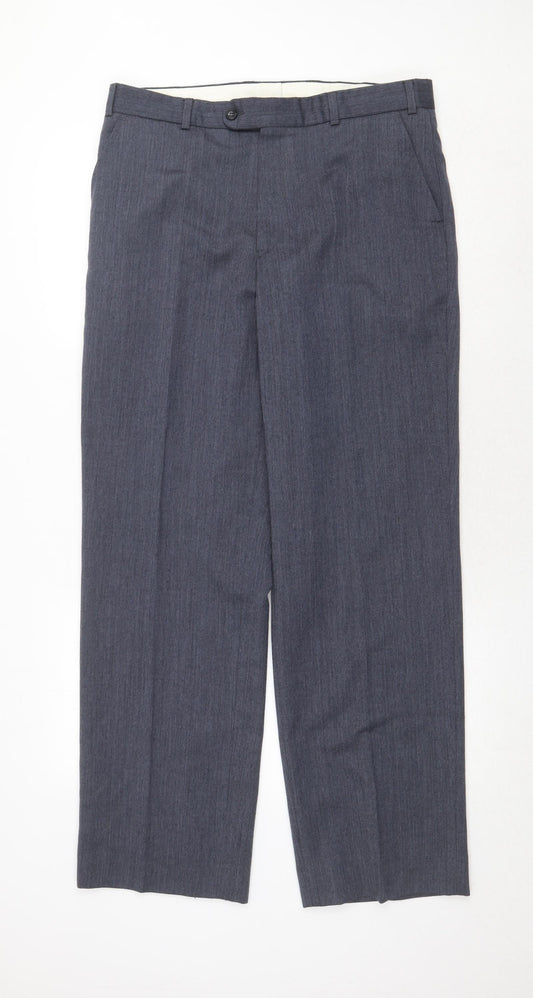 Mens UK Size 36 in Chatsworth Regular Fit Dress Pants Blue Trousers