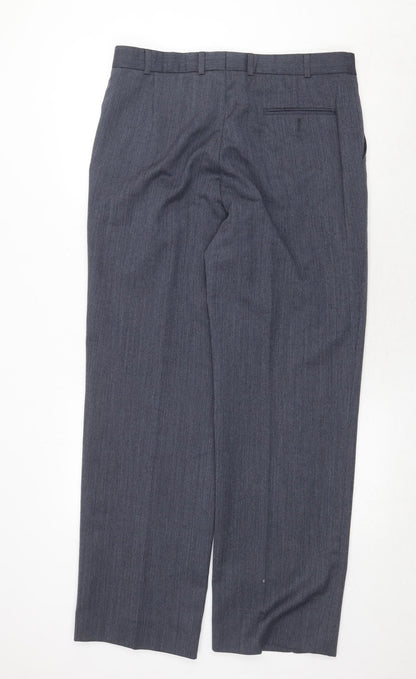Mens UK Size 36 in Chatsworth Regular Fit Dress Pants Blue Trousers