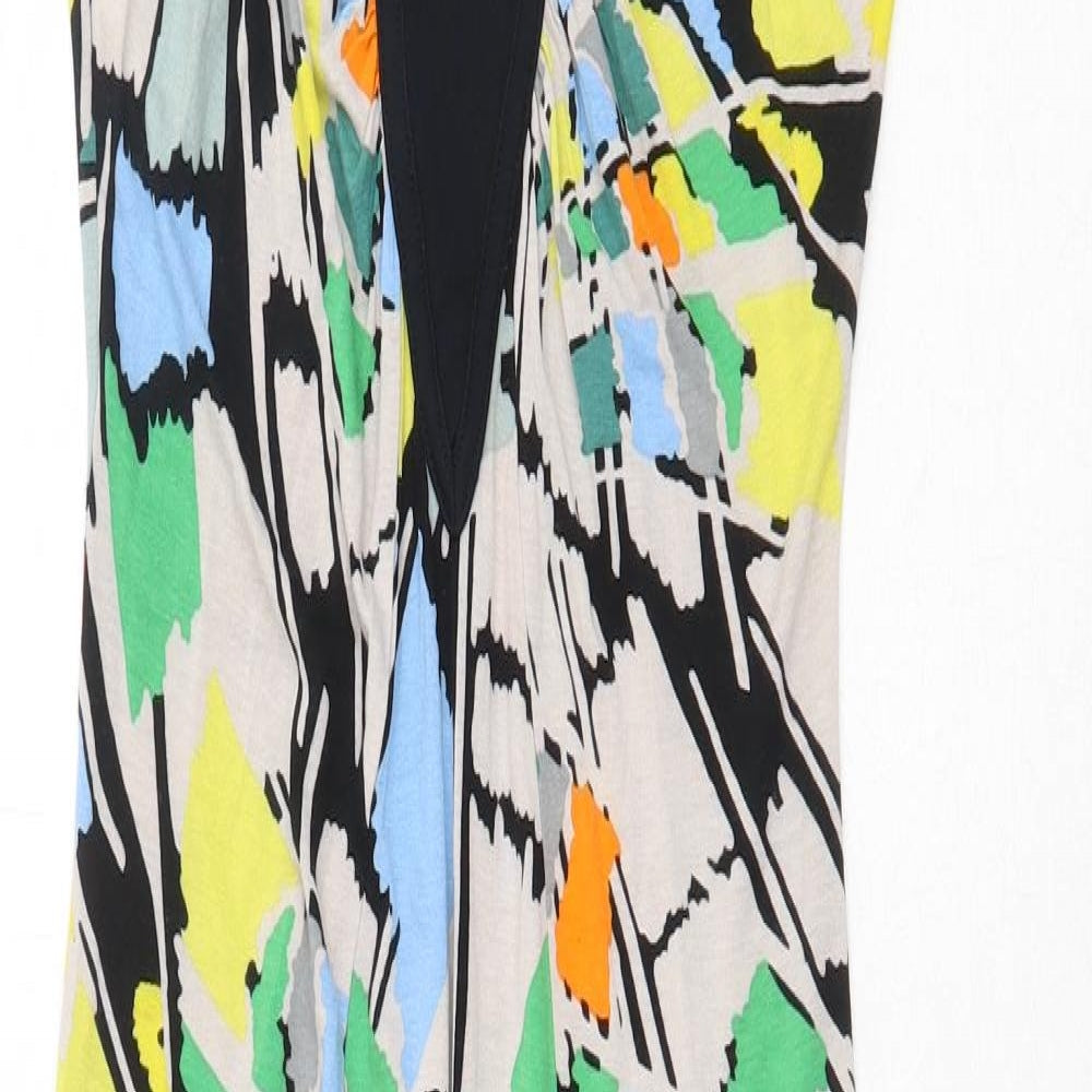 French Connection Womens Multicoloured Geometric Cotton Slip Dress Size 12 Round Neck Pullover