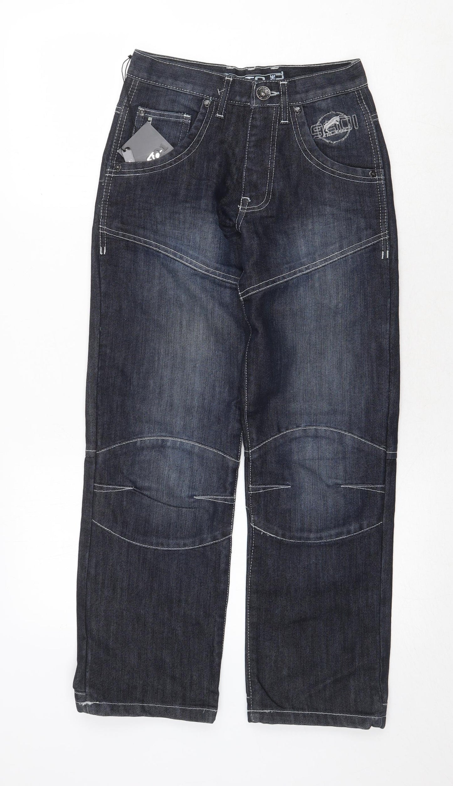 GTO Mens Blue Cotton Straight Jeans Size 26 in Regular Zip