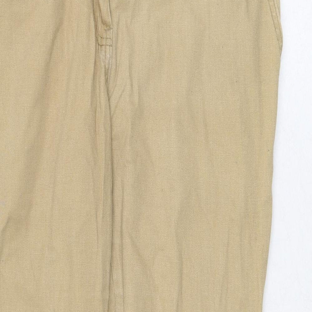E-vie Womens Beige Cotton Chino Trousers Size 14 Regular Zip