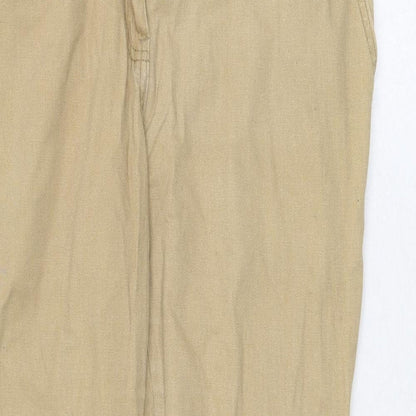 E-vie Womens Beige Cotton Chino Trousers Size 14 Regular Zip
